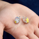 Серьги детские из серебра с эмалью