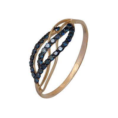 Кольцо классическое из золота с бриллиантом голубым