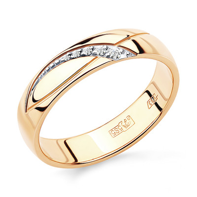 Кольцо Обручальное из золота с бриллиантом