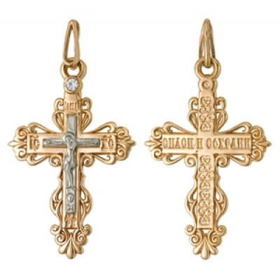 Подвеска крест из золота с бриллиантом