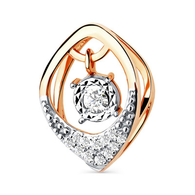 Подвеска классическая из золота с бриллиантом