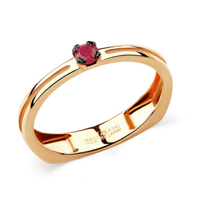Кольцо классическое из золота с рубином