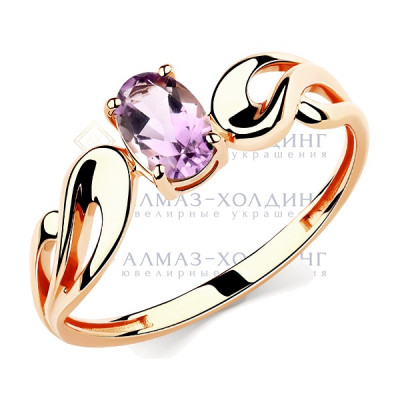 Кольцо классическое из золота с аметистом
