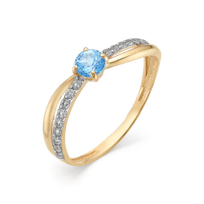 Кольцо классическое из золота с топаз~ ice blue