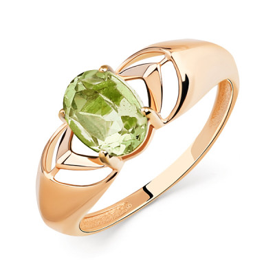 Кольцо классическое из золота с хризолитом