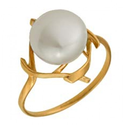 Кольцо классическое из золота с жемчугом