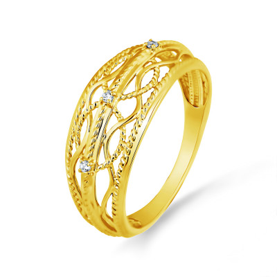 Кольцо классическое из золота с фианитом
