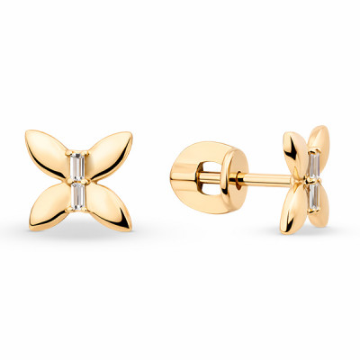 Серьги-пусеты из золота с фианитом