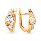 Серьги классические из золота с фианитом