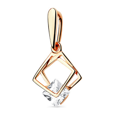 Подвеска классическая из золота с фианитом
