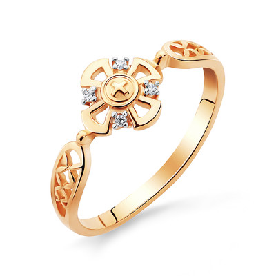 Кольцо классическое из золота с фианитом