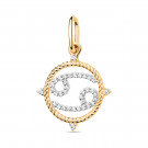 Подвеска классическая из золота с фианитом