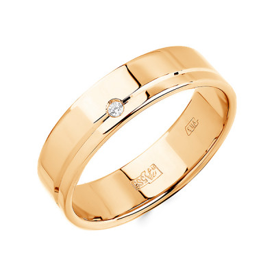 Кольцо Обручальное из золота с фианитом
