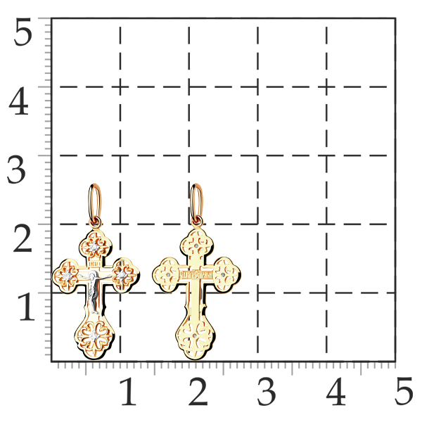 Подвеска крест из золота с фианитом