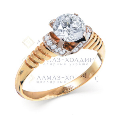 Кольцо классическое из золота с бриллиантом