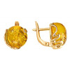 Серьги классические из золота с янтарём