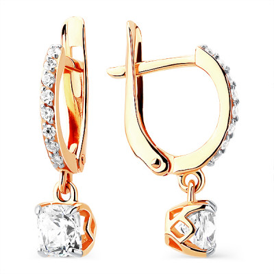 Серьги классические из золота с бриллиантом лабораторным