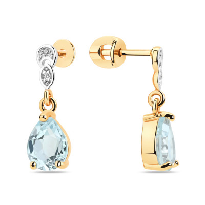 Серьги-пусеты из золота с топазом