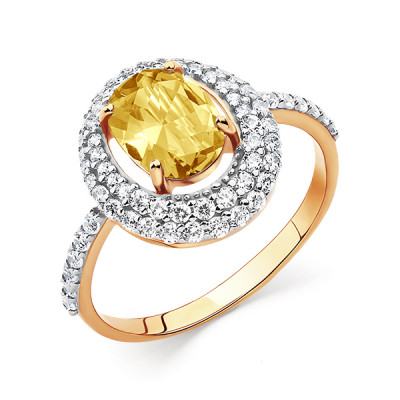Кольцо классическое из золота с цитрином