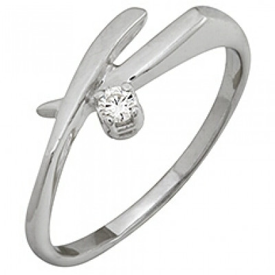 Кольцо классическое из серебра с бриллиантом