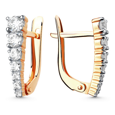 Серьги классические из золота с бриллиантом лабораторным