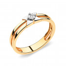 Кольцо классическое из серебра с бриллиантом