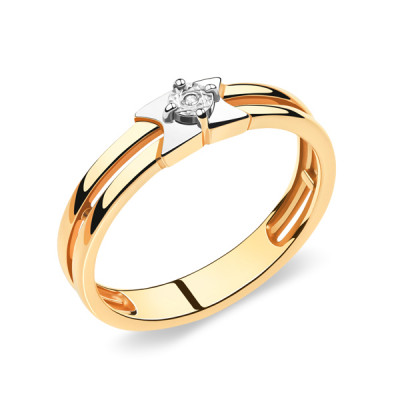 Кольцо классическое из серебра с бриллиантом