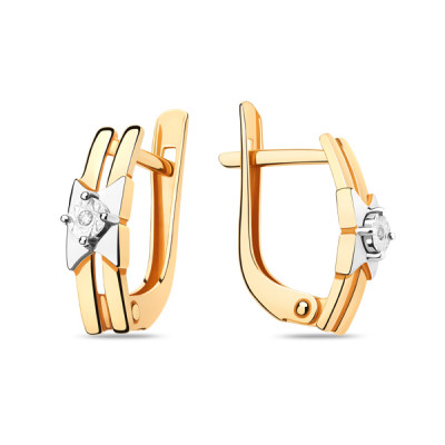 Серьги классические из серебра с бриллиантом