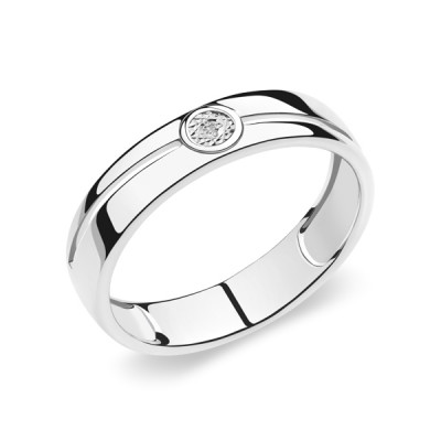 Кольцо классическое из серебра с бриллиантом