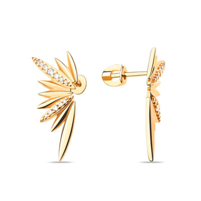 Серьги-пусеты из серебра с фианитом