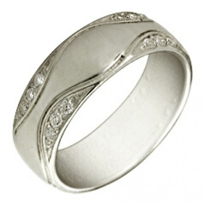 Кольцо Обручальное из серебра с фианитом