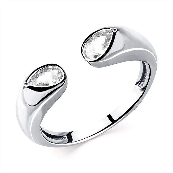 Кольцо классическое из серебра с фианитом