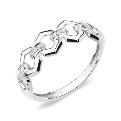 Кольцо классическое из серебра с фианитом