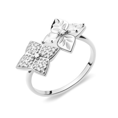 Кольцо классическое из серебра с фианитом