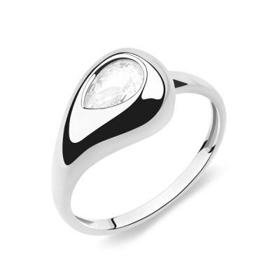 Кольцо классическое из серебра с фианитом