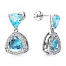Серьги классические из серебра с фианитом