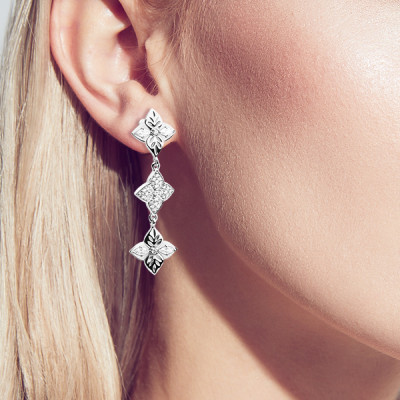 Серьги-пусеты из серебра с фианитом