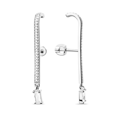 Серьги-пусеты из серебра с фианитом