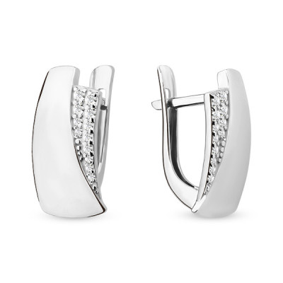 Серьги классические из серебра с фианитом