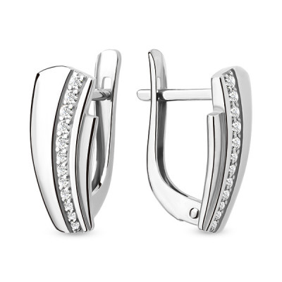 Серьги классические из серебра с фианитом