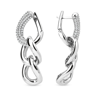 Серьги классические из серебра с фианитом