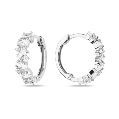 Серьги классические из серебра с фианитом
