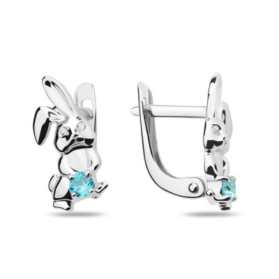 Серьги детские из серебра с фианитом