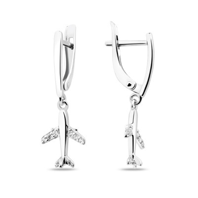Серьги классические из серебра с фианитом