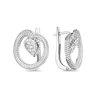 Серьги классические из серебра с фианитом