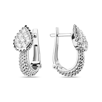 Серьги классические из серебра с фианитом