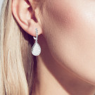 Серьги классические из серебра с фианитом