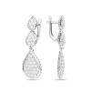 Серьги классические из серебра с фианитом