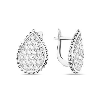 Серьги классические из серебра с фианитом