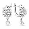 Серьги классические из серебра с фианитом